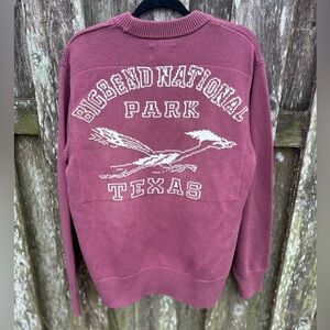 American Eagle Big Bend National Park Sweater M Maroon Graphic Sample NWOT Rare